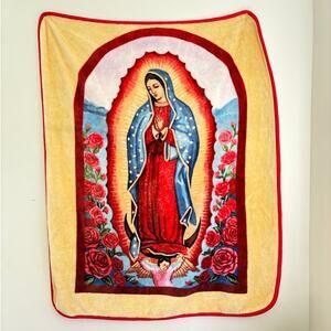 Virgen de Guadalupe Blanket ,Warm Cobertor, Mexican Art Fleece Tapestry